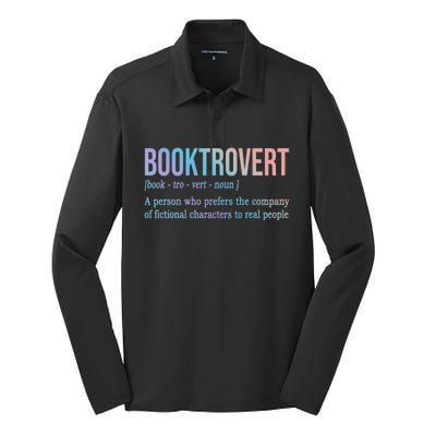 Booktrovert Definition Librarian Book Lovers Gift Silk Touch Performance Long Sleeve Polo