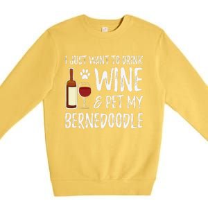 Bernedoodle Dog Lover Wine Funny Dog Mom Gift Premium Crewneck Sweatshirt