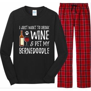 Bernedoodle Dog Lover Wine Funny Dog Mom Gift Long Sleeve Pajama Set