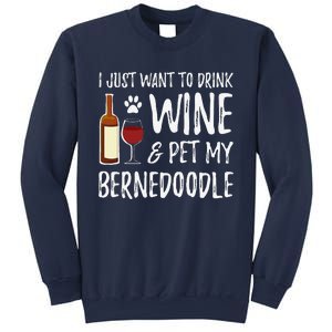 Bernedoodle Dog Lover Wine Funny Dog Mom Gift Sweatshirt