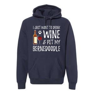 Bernedoodle Dog Lover Wine Funny Dog Mom Gift Premium Hoodie