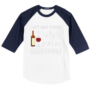 Bernedoodle Dog Lover Wine Funny Dog Mom Gift Baseball Sleeve Shirt