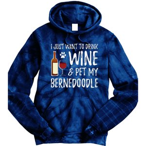 Bernedoodle Dog Lover Wine Funny Dog Mom Gift Tie Dye Hoodie