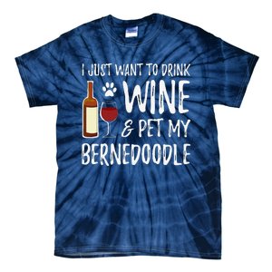 Bernedoodle Dog Lover Wine Funny Dog Mom Gift Tie-Dye T-Shirt