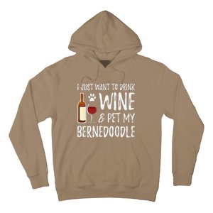 Bernedoodle Dog Lover Wine Funny Dog Mom Gift Hoodie