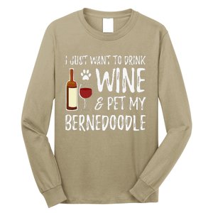 Bernedoodle Dog Lover Wine Funny Dog Mom Gift Long Sleeve Shirt