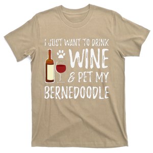 Bernedoodle Dog Lover Wine Funny Dog Mom Gift T-Shirt