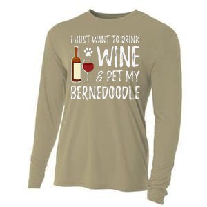 Bernedoodle Dog Lover Wine Funny Dog Mom Gift Cooling Performance Long Sleeve Crew