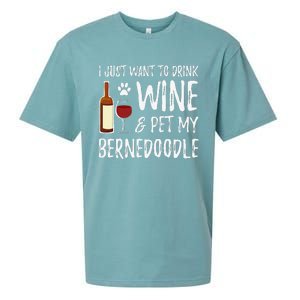 Bernedoodle Dog Lover Wine Funny Dog Mom Gift Sueded Cloud Jersey T-Shirt