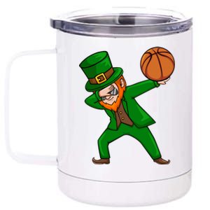 Basketball Dabbing Leprechaun St Patrick's Day Gift 12 oz Stainless Steel Tumbler Cup