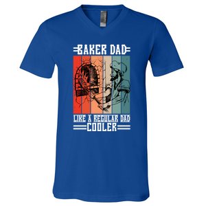 Baker Dad Like A Regular Dad Cooler Gift V-Neck T-Shirt