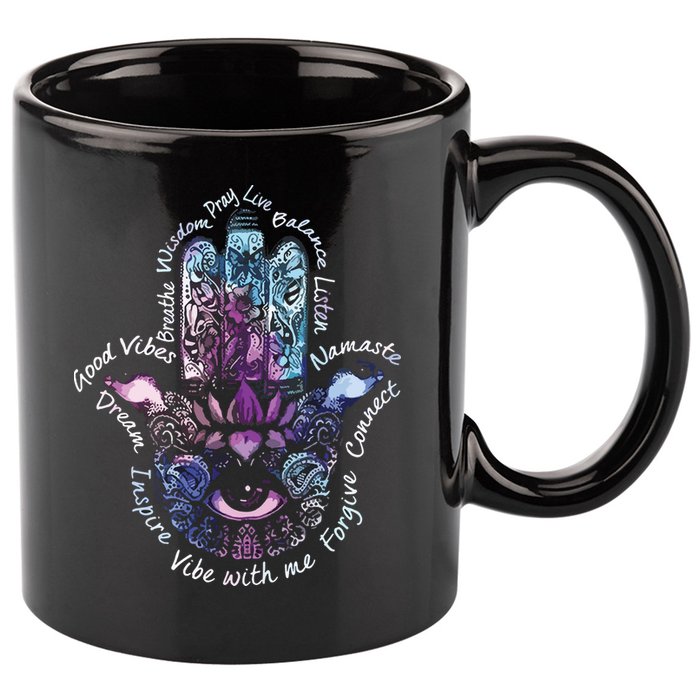 Buddha Dimond Lotus Zen Yogas 11oz C Handle Ceramic Mug