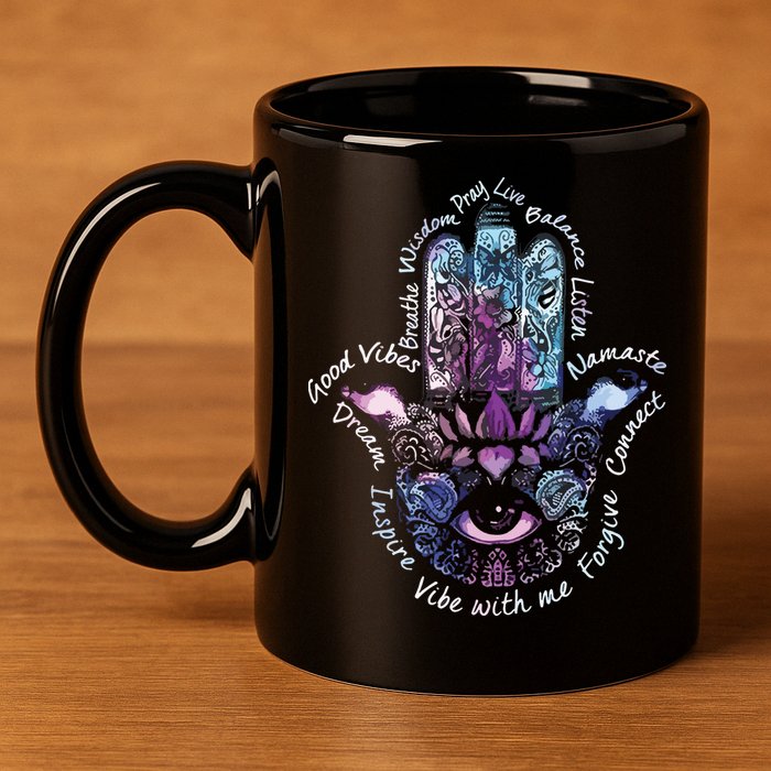 Buddha Dimond Lotus Zen Yogas 11oz C Handle Ceramic Mug
