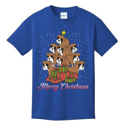 Boxer Dog Lover Matching Santa Boxer Christmas Tree Gift Kids T-Shirt