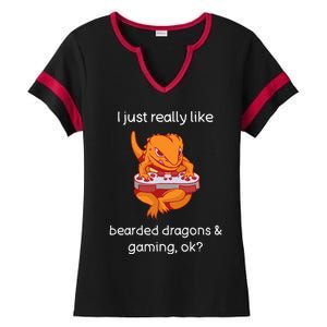 Bearded Dragon Lover Gaming Love Video Gaming Bearded Dragon Ladies Halftime Notch Neck Tee