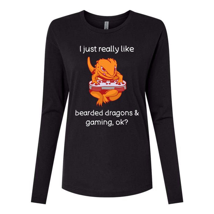 Bearded Dragon Lover Gaming Love Video Gaming Bearded Dragon Womens Cotton Relaxed Long Sleeve T-Shirt