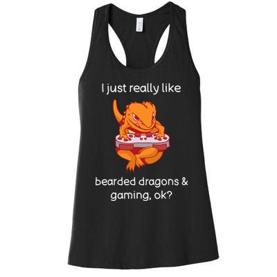 Bearded Dragon Lover Gaming Love Video Gaming Bearded Dragon Women's Racerback Tank