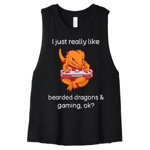 Bearded Dragon Lover Gaming Love Video Gaming Bearded Dragon Women's Racerback Cropped Tank