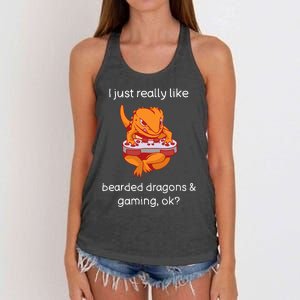 Bearded Dragon Lover Gaming Love Video Gaming Bearded Dragon Women's Knotted Racerback Tank