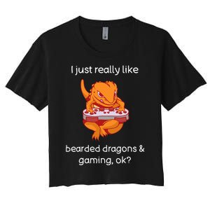 Bearded Dragon Lover Gaming Love Video Gaming Bearded Dragon Women's Crop Top Tee