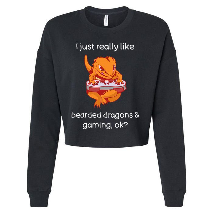 Bearded Dragon Lover Gaming Love Video Gaming Bearded Dragon Cropped Pullover Crew