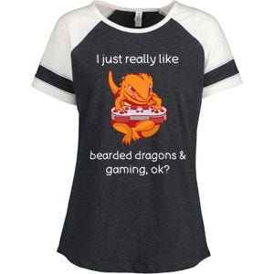 Bearded Dragon Lover Gaming Love Video Gaming Bearded Dragon Enza Ladies Jersey Colorblock Tee