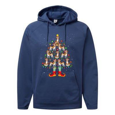 Beagle Dog Lover Xmas Holiday Lighting Beagle Christmas Tree Cool Gift Performance Fleece Hoodie