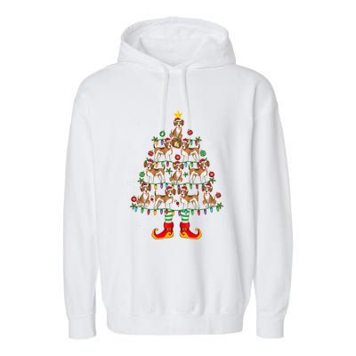 Beagle Dog Lover Xmas Holiday Lighting Beagle Christmas Tree Cool Gift Garment-Dyed Fleece Hoodie