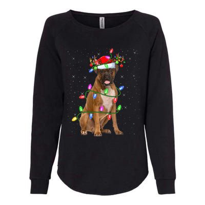 Boxer Dog Lover Xmas Lighting Santa Boxer Christmas Gift Womens California Wash Sweatshirt