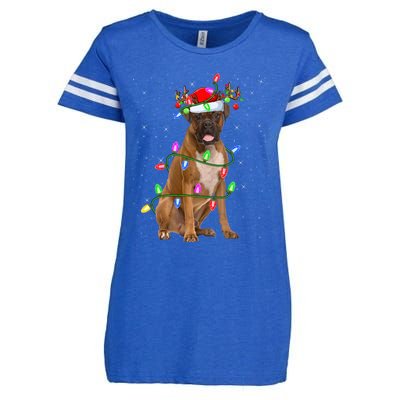 Boxer Dog Lover Xmas Lighting Santa Boxer Christmas Gift Enza Ladies Jersey Football T-Shirt