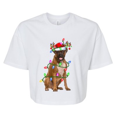 Boxer Dog Lover Xmas Lighting Santa Boxer Christmas Gift Bella+Canvas Jersey Crop Tee