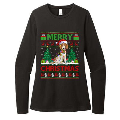 Beagle Dog Lover Xmas Lighting Santa Ugly Beagle Christmas Cute Gift Womens CVC Long Sleeve Shirt