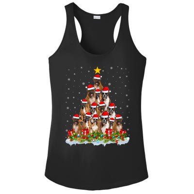 Boxer Dog Lover Xmas Tree Santa Christmas Boxer Gift Ladies PosiCharge Competitor Racerback Tank