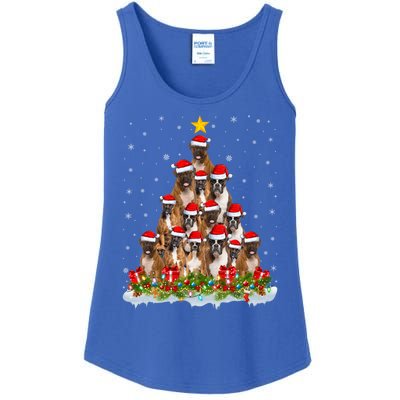 Boxer Dog Lover Xmas Tree Santa Christmas Boxer Gift Ladies Essential Tank