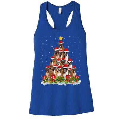 Boxer Dog Lover Xmas Tree Santa Christmas Boxer Gift Women's Racerback Tank