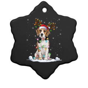 Beagle Dog Lover Xmas Lights Holiday Santa Beagle Christmas Gift Ceramic Star Ornament