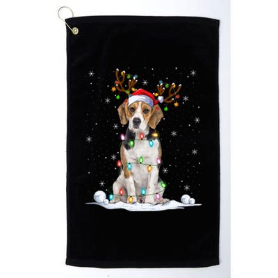 Beagle Dog Lover Xmas Lights Holiday Santa Beagle Christmas Gift Platinum Collection Golf Towel