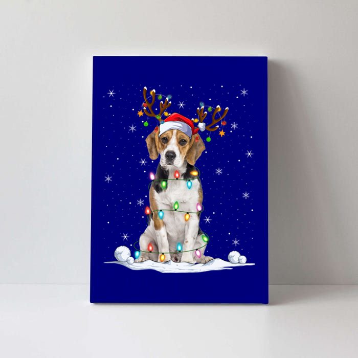 Beagle Dog Lover Xmas Lights Holiday Santa Beagle Christmas Gift Canvas