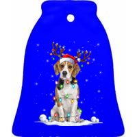 Beagle Dog Lover Xmas Lights Holiday Santa Beagle Christmas Gift Ceramic Bell Ornament