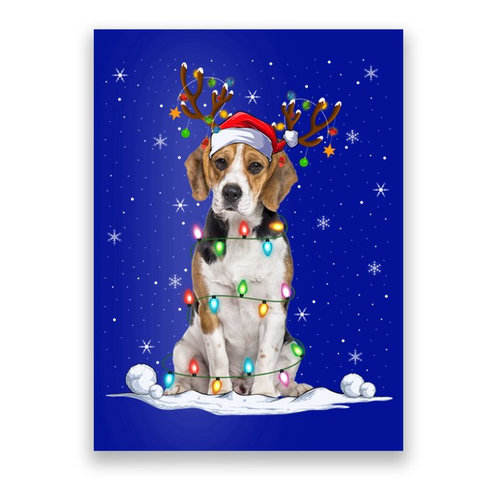 Beagle Dog Lover Xmas Lights Holiday Santa Beagle Christmas Gift Poster