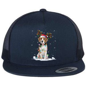 Beagle Dog Lover Xmas Lights Holiday Santa Beagle Christmas Gift Flat Bill Trucker Hat