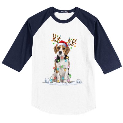 Beagle Dog Lover Xmas Lights Holiday Santa Beagle Christmas Gift Baseball Sleeve Shirt