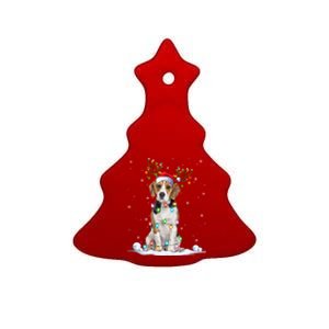 Beagle Dog Lover Xmas Lights Holiday Santa Beagle Christmas Gift Ceramic Tree Ornament