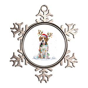 Beagle Dog Lover Xmas Lights Holiday Santa Beagle Christmas Gift Metallic Star Ornament