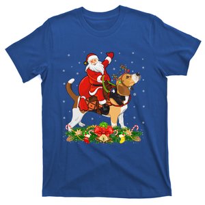 Beagle Dog Lover Funny Santa Riding Beagle Christmas Cool Gift T-Shirt