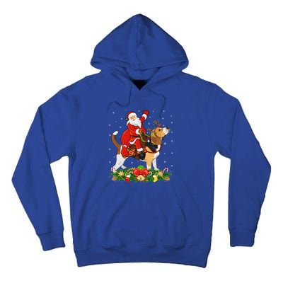 Beagle Dog Lover Funny Santa Riding Beagle Christmas Cool Gift Tall Hoodie