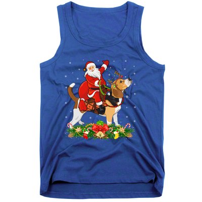 Beagle Dog Lover Funny Santa Riding Beagle Christmas Cool Gift Tank Top