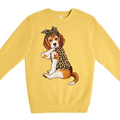 Beagle Dog Lover Tee I Love Mom Tattoo Leopard Mothers Day Premium Crewneck Sweatshirt