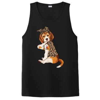 Beagle Dog Lover Tee I Love Mom Tattoo Leopard Mothers Day PosiCharge Competitor Tank