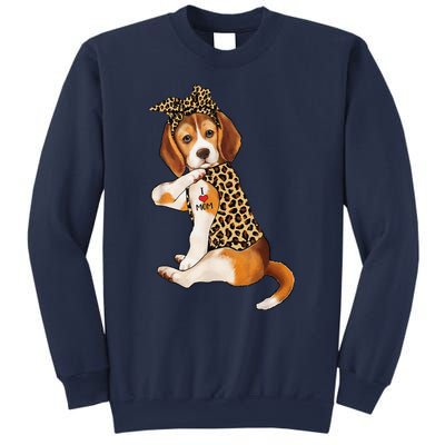 Beagle Dog Lover Tee I Love Mom Tattoo Leopard Mothers Day Sweatshirt